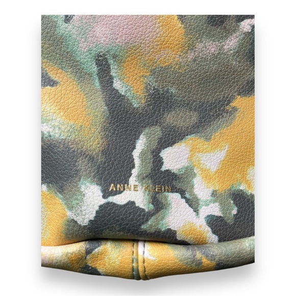 Anne Klein Scrunchie Crossbody Soft Yellow Sage Blush Abstract Print Bag - Picture 4 of 14